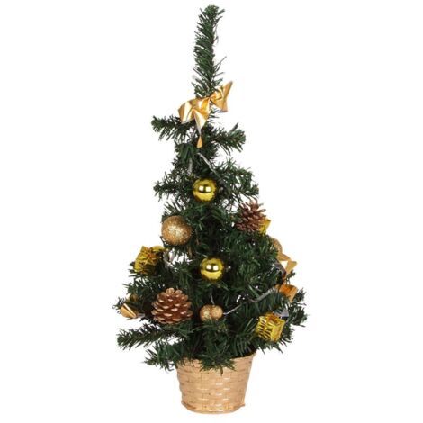 LED Deko Weihnachtsbaum H=45cm 10 Lichter Dekoration Weihnachten XMAS wohnen TOP - gold