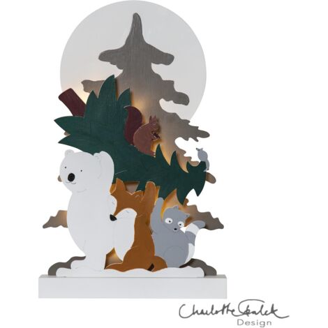 LED-Dekoleuchte -Forest Friends', Batterie, Holz, Tiermotive, 45cm
