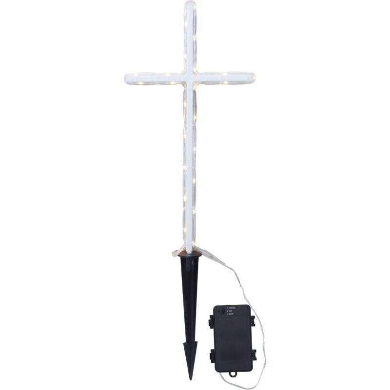 Star Trading - Led Grablicht Gravecross, Kreuz, Timer, Warmweiß, Außenbereich, 42 Cm