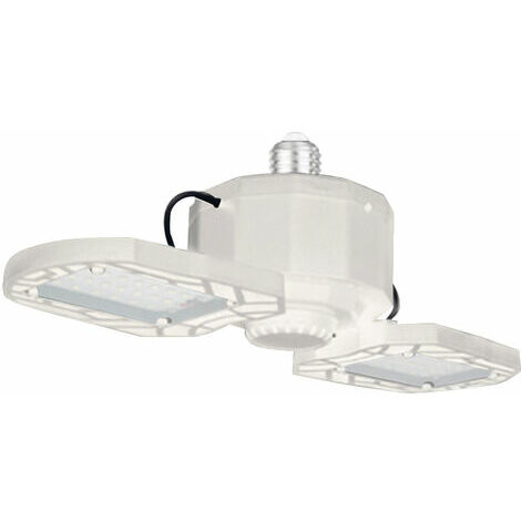 Led Demation Pliante Lumiere De Garage E27 Led Haute Baie Lumiere 2 Feuilles 60W Coque En Plastique Blanc MOON