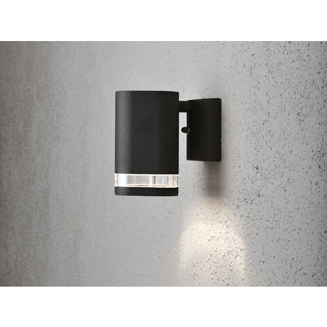 LED Design Außenwandleuchte Downlight aus Aluminium Höhe 13cm, Schwarz