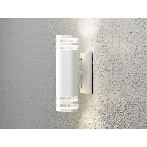 LED Design Außenwandleuchte Up-Down Höhe 30cm aus Aluminium, Weiß