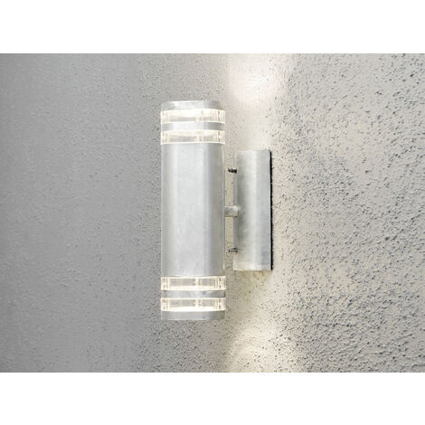 LED Design Außenwandleuchte Up-Down Höhe 30cm aus Stahl, Silber