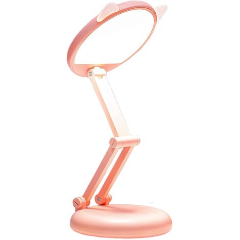 LED Desk Lamp, Eye Protection, 3 Lighting Modes, Touch Control, USB, Rechargeable Battery, Foldable, Pink
