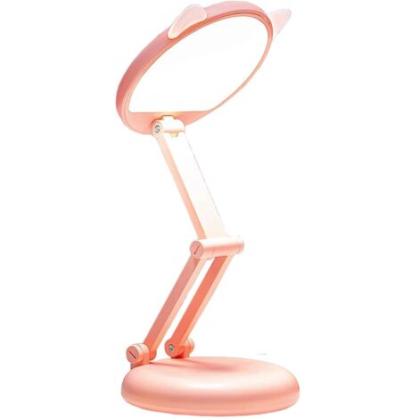 LED Desk Lamp, Eye Protection, 3 Lighting Modes, Touch Control, USB, Rechargeable Battery, Foldable, Pink