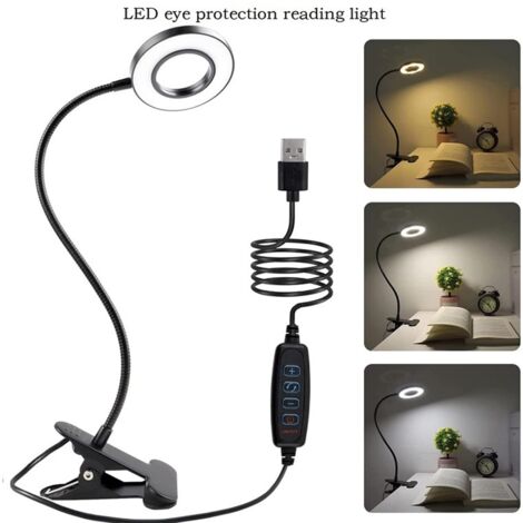 LED Desk Lamp Eye Protection - Reading - Selfie Fill Light Magnifying Glass Clamp Desk Lamp - Diameter 9.5cm