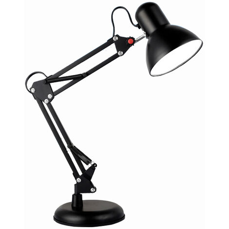 LED Desk Lamp, Folding Desk Lamp, Black Adjustable Long Arm Metal Table Lamp Lighting