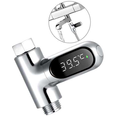 Celsius Monitor di temperatura dellacqua con display a LED a 360 gradi di rotazione termometro da doccia per la cucina e il bagno Water Shower Thermometer autogenerazione elettrica 