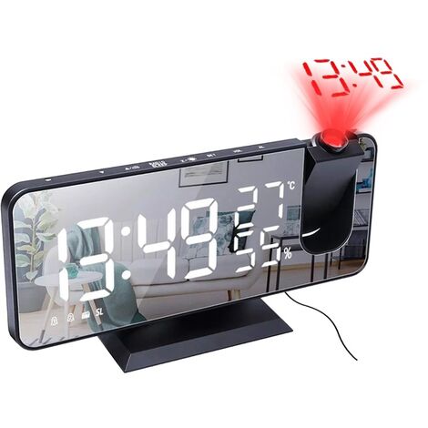 LED Digital Projection RéVeil ÉLectronique RéVeil avec Projection Radio FM Temps Projecteur Chambre Muet Horloge B