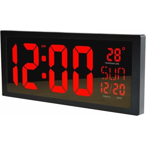 LED-Digital-Wanduhr, großer stummer Wecker mit Zeit-, Kalender-, Datums- und Temperaturanzeige, zum Aufhängen oder Aufstellen auf dem Tisch, für Zuhause, Büro, Schlafzimmer, Fitnessstudio, Wohnzimmer,