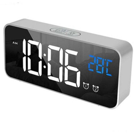 LED-Digitalwecker, USB-Ladeanschluss, Tonsteuerung, Alarmtöne, einstellbare Lautstärke und Helligkeit, 12/24 Stunden, Schlummerfunktion, Schlafzimmer