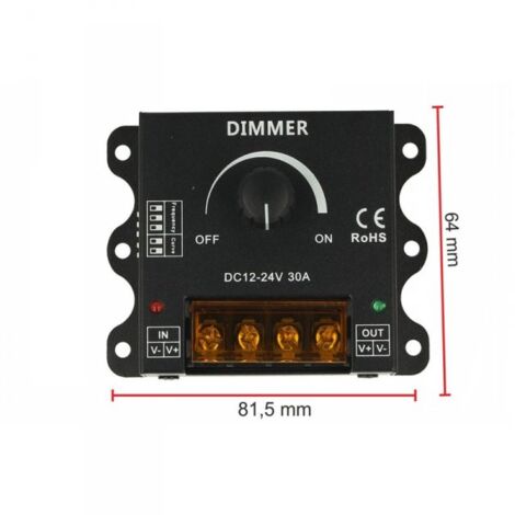 Led Dimmer PWM Manuale Con Rotella Frequenza e Curva Regolabile 12V 24V 30A DM110