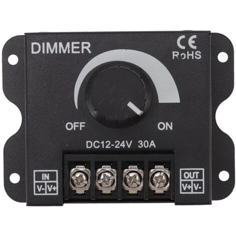 LED Dimmer Single Channel PWM Lighting Stepless Dimming Controller for 5050 3528 Single Color Light Strips DC 12V‑24V 30A