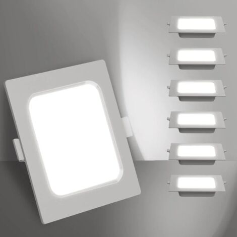LED Downlight, 6W Equivalent to 72W, 6500K Cool White Light, White, LED Indoor Recessed Spotlight, LED Bulkhead, Ф105mm, 6 Pack [Energy Efficiency Class A+]