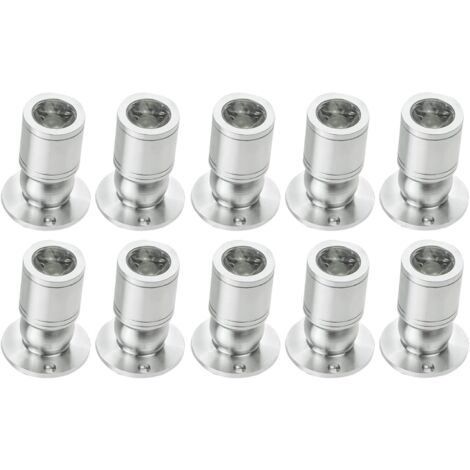 LED Downlight Mini Recessed Spot Ceiling Recessed 1W with Driver 100-265V AC for Home/Jewelry Cabinet/Living Room 10pcs (Silver, Warm Light)