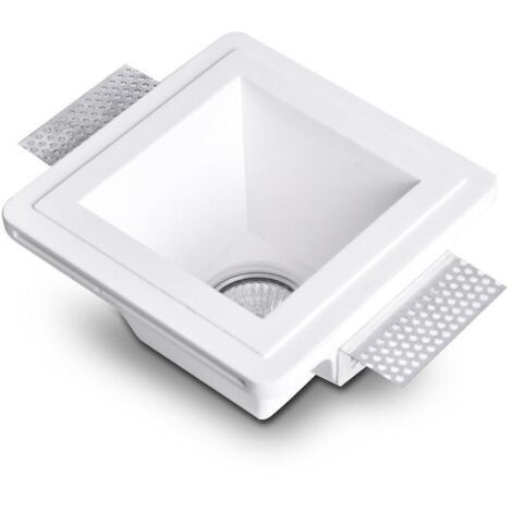 10 Stück Quadratische Gips-Einbaustrahler Für GU10/GU5.3 – 10x10 Cm, Weiß, Inkl. Fassung