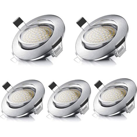 LED Downlights Adjustable Round 5W Ultraslim Warm White 3000K 470LM 230V IP44 Recessed Ceiling Lighting for Bathroom, Kitchen, Living Room, Hallway (Pack of 5) [Energy Class A++]