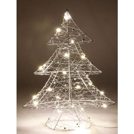 LED Draht-Tannenbaum 40cm mit Timer 20LED Leuchtanne Weihnachtsdeko Lichterkette - silber