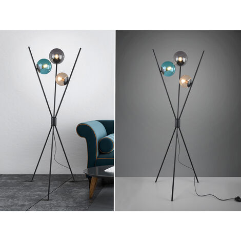 LED Dreibein Stehleuchte mit bunten Glaskugeln, Höhe 156cm