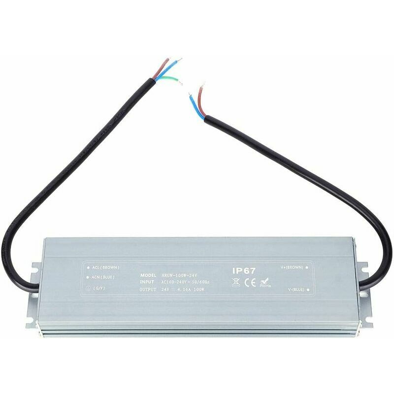 Led Driver, 100W Power Supply Waterproof IP67 Adapte, led Driver Transformer, Low Voltage Output 100-240V ac to 24V dc for led Strip Lights, Outdoor