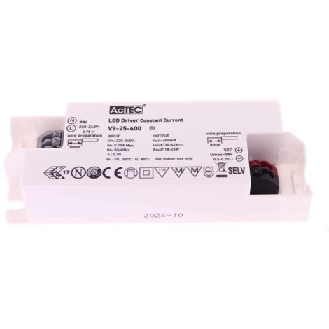 Led Driver CC Corrente Costante 600mA 30V-42VDC Per Alimentare Led Max 25W