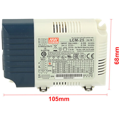 Led Driver CC MW MEAN WELL LCM-25 Dimmerabile 0-10V 10V PWM Corrente Costante Modulare 350/500/600/700/900/1050mA