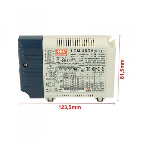 Led Driver CC MW MEAN WELL LCM-40DA2 Dimmerabile DALI Corrente Costante Modulare 350/500/600/700/900/1050mA