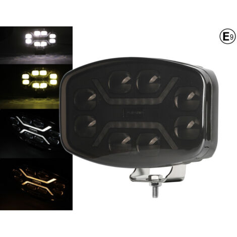 LED Халоген Фар DRL бяла/жълта светлина - Опушен - 12-24V за джип, камион, агротехника и др.