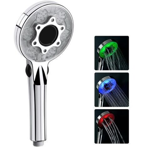 LED-Duschkopf, Duschkopf mit dreifarbiger Temperaturanzeige, Badezimmer-Duschkopf, wassersparender Duschkopf, Badewannen-Duschkopf, Universalmodell