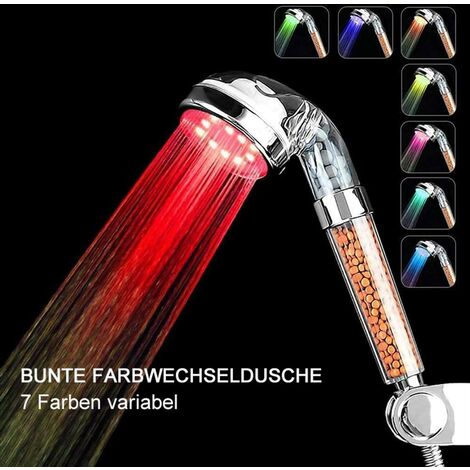 LED Duschkopf Wellnessbrause Handbrause Brausekopf Bunt Multicolor Mehrfarbig 