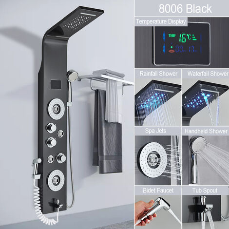 LED Duschpaneel-System mit Massagejets, Wasserfall Duschsäule, Duschset