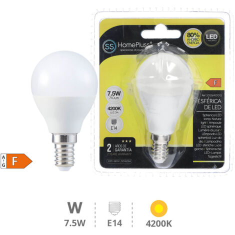 LED E14 SPHERIQUE - 7,5W BLANC BRILLANT