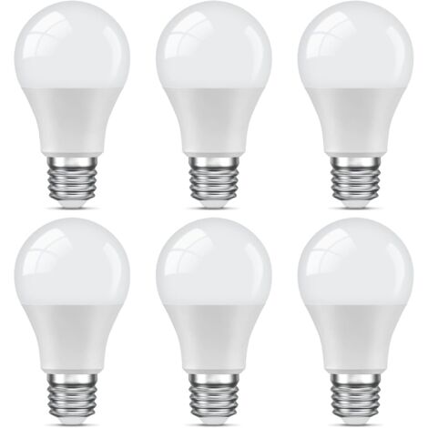LED E27 Blanc-Froid,9W Equivalent 60W,6000K,806LM,Ampoule Standar A60 avec Culot à Vis,Non Dimmable,Pas de Scintillement,220v-240v,pour Maison Restaurant Café Bar,Lot de 6