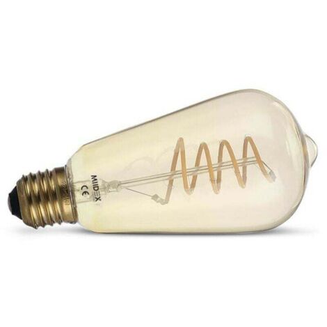 LED E27 Edison Golden ST64 4W COB Filament , XU,Spirale Miidex Lighting® blanc-chaud-2700k - non-dimmable - KZQ