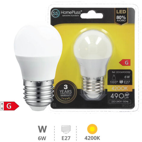LED E27 SPHERIQUE - 6W BLANC BRILLANT