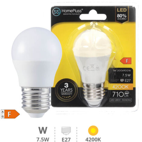 LED E27 SPHERIQUE - 7,5W BLANC BRILLANT