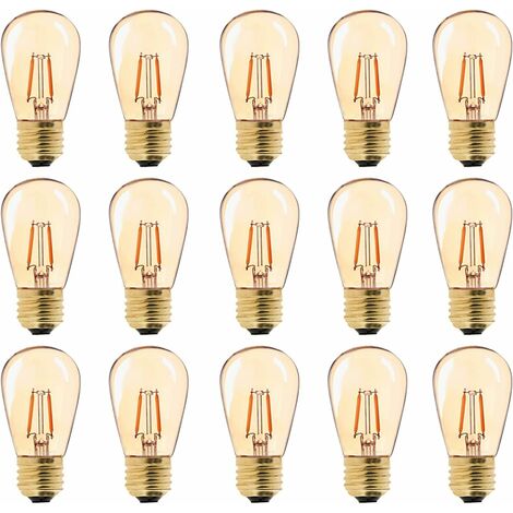 LED E27 Vintage Ampoule, ST45 Faciles à 1W = 10W Ampoules à Incandescence, Super Blanc Chaud 2200 K E27 Medium Base Ampoule Lampe de Chevet, Doré en Verre, Non Dimable, Lot de 15