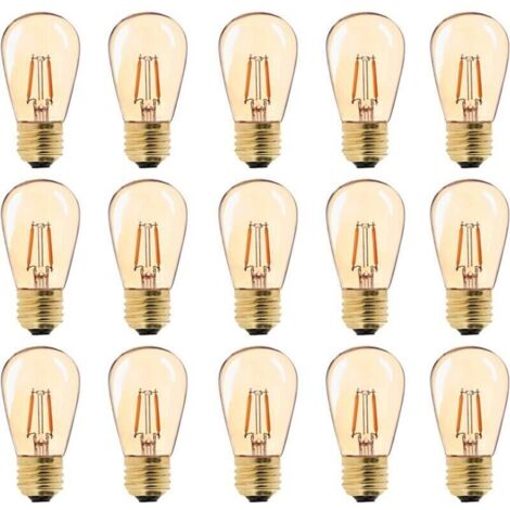 LED E27 Vintage Ampoule, ST45 Faciles à 1W = 10W Ampoules à Incandescence, Super Blanc Chaud 2200 K E27 Medium Base Ampoule Lampe de Chevet, Doré en Verre, Non Dimable, Lot de 15