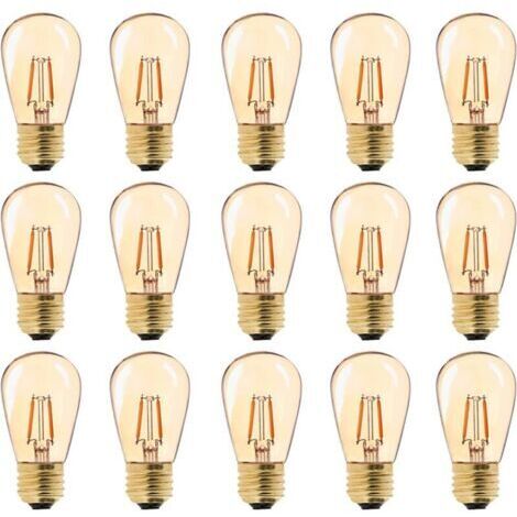 LED E27 Vintage Ampoule, ST45 Faciles à 1W = 10W Ampoules à Incandescence, Super Blanc Chaud 2200 K E27 Medium Base Ampoule Lampe de Chevet, Doré en Verre, Non Dimable, Lot de 15