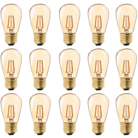 LED E27 Vintage Ampoule, ST45 Faciles à 1W=10W Ampoules à Incandescence, Super Blanc Chaud 2200 K E27 Medium Base Ampoule Lampe de Chevet, Doré en Verre, Non Dimable, Lot de 15 [Classe énergétique G]