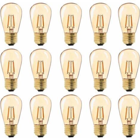 LED E27 Vintage Ampoule, ST45 Faciles à 1W=10W Ampoules à Incandescence, Super Blanc Chaud 2200 K E27 Medium Base Ampoule Lampe de Chevet, Doré en Verre, Non Dimable, Lot de 15 [Classe énergétique G]