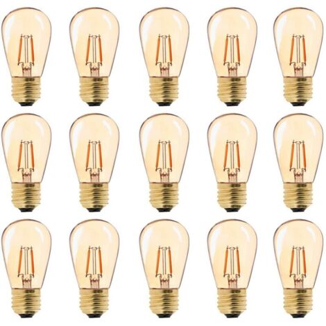 LED E27 Vintage Ampoule, ST45 Faciles à 1W=10W Ampoules à Incandescence, Super Blanc Chaud 2200 K E27 Medium Base Ampoule Lampe de Chevet, Doré en Verre, Non Dimable, Lot de 15 [Classe énergétique G]