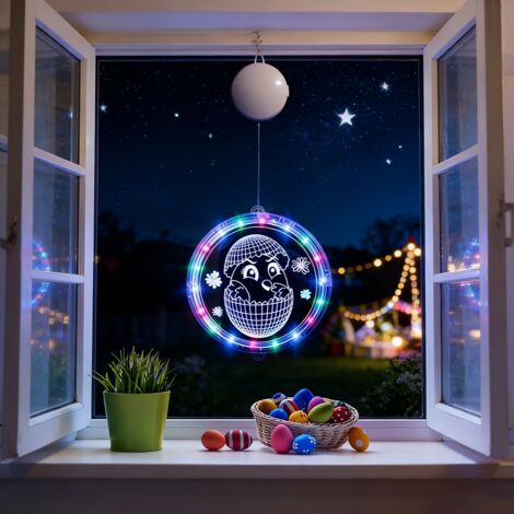 LED Easter Rabbit and Egg Hanging String Lights – Multicolor Window, Home, Garden Decoration for Easter Party, Easter Egg – 24 cm
