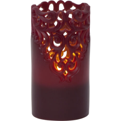 LED Echtwachskerze Clary', Batterie und Timer, dunkelrot, 15cm