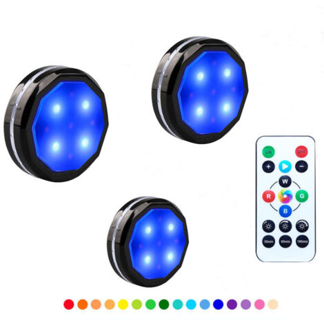 LED éclairage à sous le meuble, éclairage de placard rechargeable sans fil avec télécommande, éclairage sous le comptoirPaquet de 3 lampes de bibliothèque