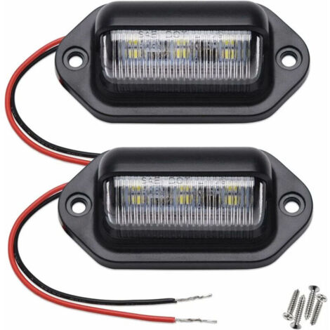 LED Éclairage Plaque D'immatriculation Auto, 2pcs 6SMD Imperméable LED Feux Arrière Lampe, Eclairage Plaque Immatriculation pour 12V/ 24V Camions, Camionnette, Motos, Caravane, Remorques