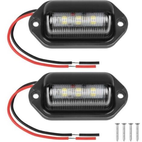LED Éclairage Plaque D'immatriculation Auto, 2pcs 6SMD Imperméable LED Feux Arrière Lampe, Eclairage Plaque Immatriculation pour 12V/ 24V Camions, Camionnette, Motos, Caravane, Remorques