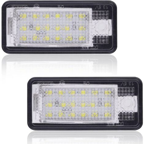 LRAPTY LED Éclairage Plaque D'immatriculation Auto Ampoules Super Brillant 6000K Xénon Blanc 18SMD, 2PCS LED Plaque D'immatriculation pour A/udi A3 S3 A4 S4 A6 S6 C6 A8 S8 Q7 RS4 RS6