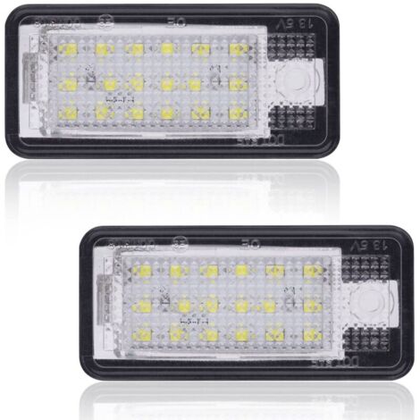 LED Éclairage Plaque D'immatriculation Auto Ampoules Super Brillant CanBus Sans Erreur 6000K Xénon Blanc 18SMD, 2PCS LED Plaque D'immatriculation pour A/udi A3 S3 A4 S4 A6 S6 C6 A8 S8 Q7 RS4 RS6