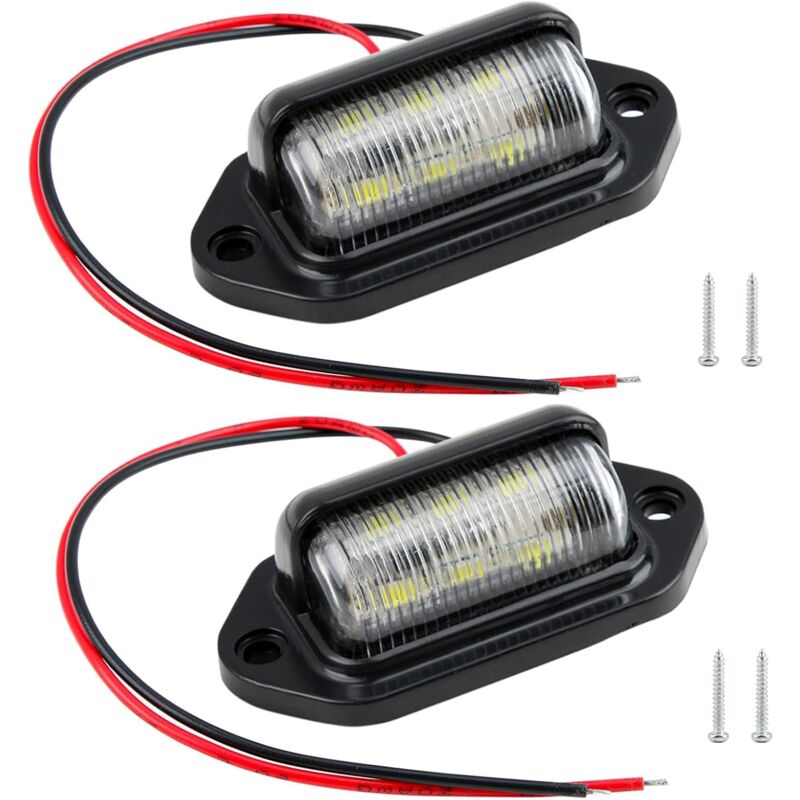 LED Éclairage Plaque Immatriculation Auto Universelle, 2 Pièces Imperméable LED Feux Arrière Lampe 12V-24V, pour Camions, Camionnette, Motos,